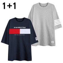 엠제이스타 1+1 세트 5부 오버핏 인터네셔널 포어맨 반팔티 남성 남자 반팔 티셔츠 남녀공용 남성용 여름 면티 레터링 백프린트 나염
