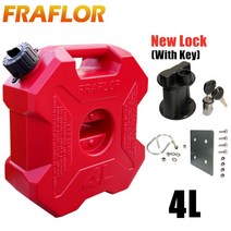 FRAFLOR 캠핑 휴대용 제리캔 오일 탱크 4L, 4L빨간연료탱크+잠그다+스테인리스강판