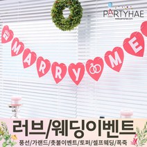 (주)파티해 러브이벤트 스몰웨딩 용품1 A~C - 프로포즈 브라이덜샤워 결혼 기념일 여자친구 홈파티 세트 은박풍선 가랜드 촛불 티라이트 캔들, C16.펠트하트메리미가랜드-핑크