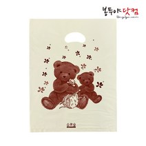 봉투야닷컴 HDPE 30호 (30x39cm) 100장 비닐쇼핑백, 곰돌이-아이보리