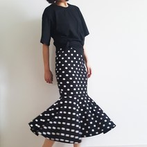 머메이드 도트 땡땡이 봄 롱스커트 인어 밑단프릴