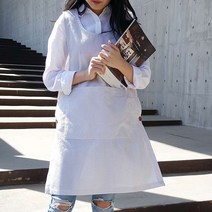 방가지똥 연베이지 스트라이프 리플 지지미 앞치마, 1개, 77사이즈