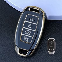 car key case holder cover for hyundai creta i20 i30 그랜저 액센트 솔라리스 소나타 팰리세이드 kona atos ix35 ix25 elant, 4버튼 블랙
