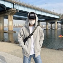 대두 왕모자 빅후드 어깨넓어보이는 끈없는 오버핏 후드집업_(4color)