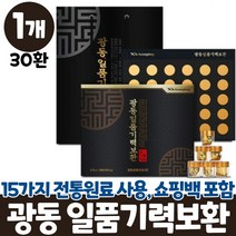 광동 기력보환 침향 녹용 홍삼 15가지 전통원료 1일 1환 일품기력보환 30환 쇼핑백 포함, 1박스