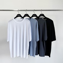 (1+1+1+1)-7도 아이스 냉동고 쿨 냉장고 반팔 티 오버핏 무지 데일리 캐주얼 남자 여름 티셔츠 옷 코디