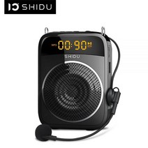 메가폰 무선 미니 확성기 SHIDU 15W 휴대용 음성 증폭기 유선 마이크 라우드 스피커 오디오 녹음 AUX 블루, Black EU Plug