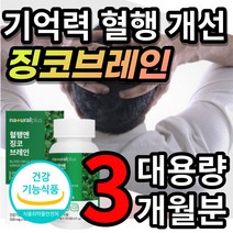 [대용량] 브레인 징코 포스파티딜세린 노화 인지력 기억력 저하 개선 에 도움 은행잎추출물 빌로발라이드 징코라이드, 1개, 3개월/90정x1개