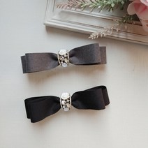 (black line)빗살리본 보석포인트 리본 자동핀(자체제작)