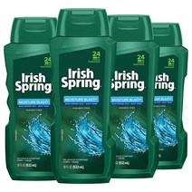 Irish Spring 모이스처 블래스트 모이스처라이징 남성용 바디워시 샤워 젤 523.3ml (4팩), 4개