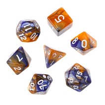 7pcs / TRPG 보드 게임 D4-D20 용 아크릴 다면체 주사위 세트 D4-D20, 블루 골드