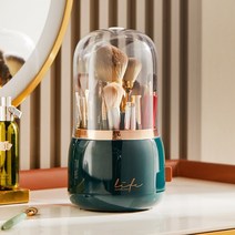 에이원스토어 화장품 브러쉬 보관함 정리 회전 케이스, 딥그린