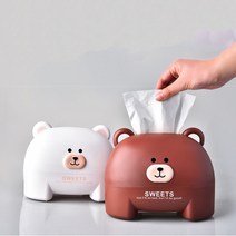 시우리빙 곰돌이 휴지케이스 티슈 디스펜서, 곰돌이 티슈케이스/화이트