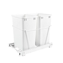 Rev-A-Shelf RV-18PB-2 S Double 35-Quart Sliding Pull Out Kitchen Cabinet Waste Bin Container White, 1