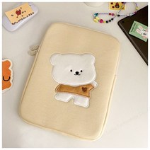 자신만만하다 곰돌이 노란색 아이패드 노트북 태블릿 파우치 캐릭터 파우치, 26 x 35 cm