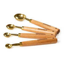 1t 스푼 우드 스텐 계량스푼 1tps 1.25ml 2.5ml 5ml 15ml 4p 골드