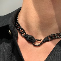 불가리목걸이 18K 펜던트 쿠바 총 검은 뱀 메두사 남녀공용 커플 쥬얼리 쇄골 체인 어두운 선물