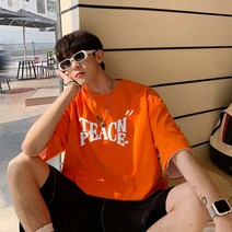 라운드넥반팔티 2023 여름옷 이니셜 플라워 프린팅 와이드 루즈핏 홍콩 토박이 캐쥬얼 Y252P25 4993680265