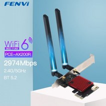 Fenvi-AX3000 와이파이 6 3000Mbps 무선 PCIe 블루투스 5.2 어댑터 인텔 AX200 카드 802.11AX 2.4G/5Ghz PC Win10/11, WIFI6 PCE-AX200R
