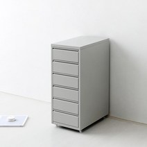 오피스서재 핸들리스 철제 캐비넷 6단 서랍장수납, 라이트그레이