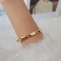 신주소재 18K 도금 팔찌 큐빅큐빅 뱅글 라운딩 - 실버/ 골드/ 핑크골드 16.5cm