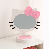 Kawaii 만화 분리형 데스크탑 미러 핑크 러블리 고양이 모양 귀여운 메이크업 거울 미니 빗 선물 애니메이, 1