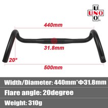 콕핏 자전거거치대 와이드콕핏 우노 로드 핸들 바 31.8mm 초경량 자갈 드롭 바 레이싱 bicycl 스티어링 휠 플레어 벤트 핸들 바 400420440460mm, 31.8x440 자갈 막대