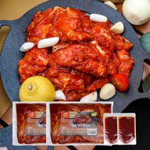 [떡사리증정] 춘천 달수 양념 닭갈비 1kgx2팩 국내산냉장다리살+국내산고춧가루, 1kg, 2팩