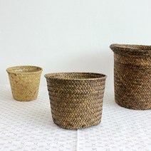 이너스 왕골 원형 라탄바구니 중, 단품