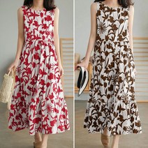 ZANZEA 여성 a라인 빈티지 민소매 롱 드레스 원피스 롱원피스