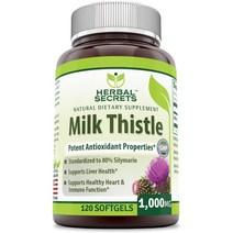 미국직구 허브 시크릿 밀크 엉겅퀴 1000Mg - 120 소프트젤(비GMO) - 80% 실리마린 표준화 한 심박수 및*, 수량, 상세참조