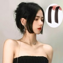 얼굴소멸 히메컷 ﻿가발 앞머리 사이드뱅 옆머리 부분 가발 애교머리 풀뱅 규리 민니, 옆2p-라이트브라운, 2개
