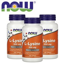 (2+2) 나우푸드 엘 라이신 L-Lysine 엘리신 500mg 필수 아미노산 비건 100타블렛 4팩