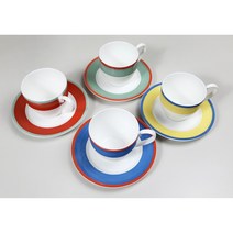 행남자기 본차이나 카지노 커피잔 국산 예쁜 도자기찻잔 1인조 2pcs, 레드