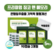 프리미엄 징코 앤 메모리 두뇌 인지력 진코 영양제 기억력 혈행건강 도움 60대 70대 집중력 은행잎추출물 건강기능식품, 500mg X 90캡슐 5개