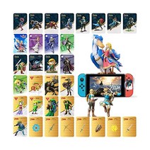 [최신 버전] 32 Pcs 젤다 아미보 카드 젤다의 전설 야생의 숨결 Botw 링크 NFC 스카이워드 소드 HD - 철 상자 포함