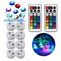 21key 원격 제어 RGB 잠수정 조명 IP68 배터리 작동 수중 야간 램프 꽃병 그릇 수영 풀 야외 정원 파티, 2 Lamps 1 Controller