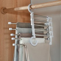 5in 1 바지 선반 옷걸이 주최자 다기능 옷장 수납 StainlessSteel Magic Trouser Hanger, 01 Black