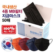 [지금] 100% 국산 프리미엄 3중 MB필터 일회용 덴탈 여름마스크 50매, 오션네이비