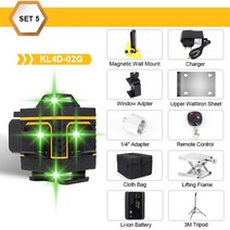 레이저 수평계 kezers 4d 녹색 레벨 샤프 다이오드 16 라인 360 실내 및, kl4d-02g 5, 1개