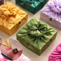 고급 복라벨 예단 보자기 포장 과일 추석 선물용 108x108cm, 분홍색