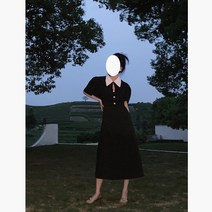 PigPug [건반 여온] 프렌치 숏 코트 블랙 터틀넥 나시 스커트 여하 원피스 세트