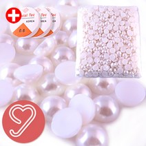 비즈 구슬 비즈공예 구슬꿰기 대용량 (스판낚시줄+3개) 시드비즈 팔찌만들기 60종, 대용량 반쪽 진주구슬-흰색(8mm)
