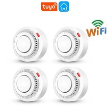 화재 경보기 연기 감지기 수신기 Tuya 와이파이 알람 스마트 홈 흡연 센서 라이프 주거 보안 보호 시스템 소방관, 4PCS