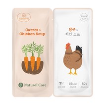 네츄럴코어 트윈파우치 강아지간식 당근치킨스프 80g 기력보충