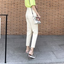 봄 작은 키 팔부 하이웨이스트 날씬 화이트 진