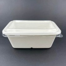 [CLS+] 직사각 펄프 용기 뚜껑 세트 50개 1 000ml 아이보리, 1개, 50개입