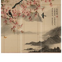 대나무 커튼 파티션 동양화 풍경화 암막블라인드
