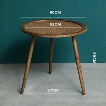 라탄 수납장 서랍장 협탁 침대 침대옆 서랍장 미니 단단한 나무 가구 레저 커피 테이블 미국 등나무 복도 현관 옆 탁자 복고풍 레스토랑 둥근 콘솔 테이블 l, 브라운 리터 60x59cm