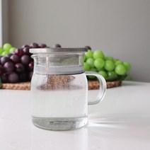 SL 내열 저그 투명 유리 물병 카페 물통 보틀 냉장고 티잔 티포트, 1-3)SL저그투명500ml+뚜껑(197863)